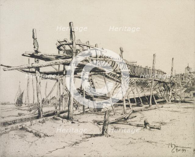 High noon in the boatyard, Rye, 1909. Creator: Martin Hardie.