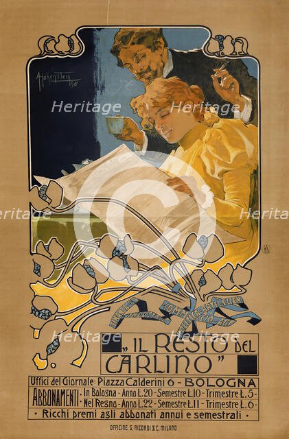 Il Resto del Carlino, 1898. Creator: Hohenstein, Adolfo (1854-1928).