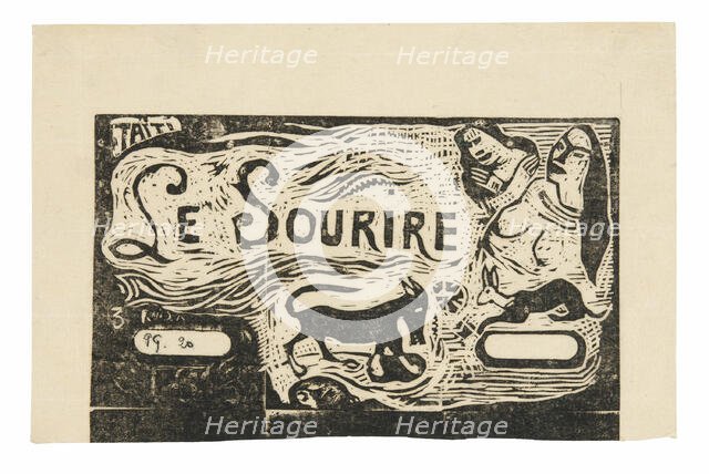 Fox, Busts of Two Women, and a Rabbit, headpiece for Le sourire, 1899/1900. Creator: Paul Gauguin.