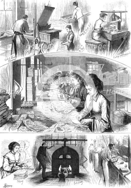 The manufacture of Valentines, 1874. Creator: W. H. F..