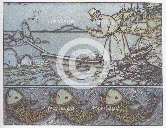 Illustration to the The Tale of the Fisherman and the Fish. Artist: Bilibin, Ivan Yakovlevich (1876-1942)