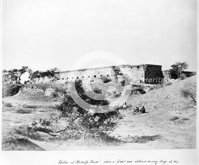 Stables at "Metcalfe House" where a picket was stationed during Siege of 1857, (1858).  Creator: Unknown.