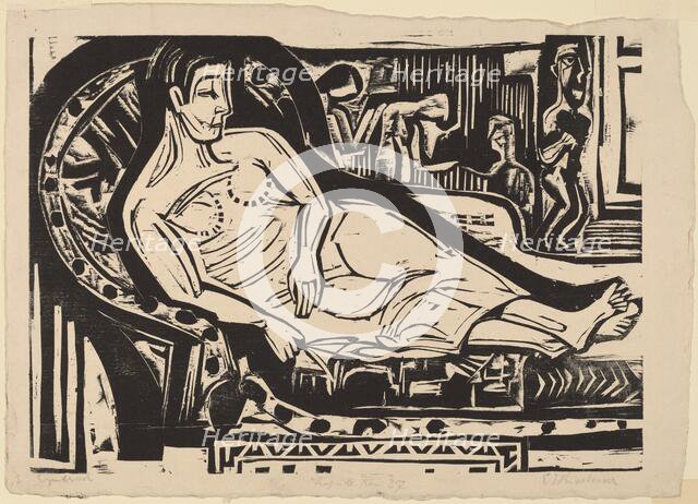 Woman Lying on a Sofa, 1926. Creator: Ernst Kirchner.