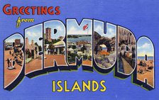 'Greetings from Bermuda', postcard, 1935. Artist: Unknown