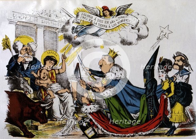 Provisional Government of 1869 - 1870, Olózaga next to the vacant throne flattered by the pretend…