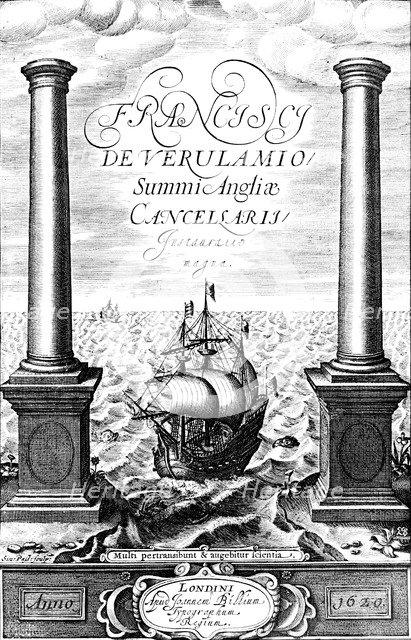 Title page of Instauratio Magna, by Francis Bacon, 1620. Artist: Unknown