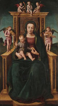 Enthroned Madonna with Child and Angels, 1510-1515. Creator: Brea, Ludovico (Louis) (c. 1450-c. 1523).