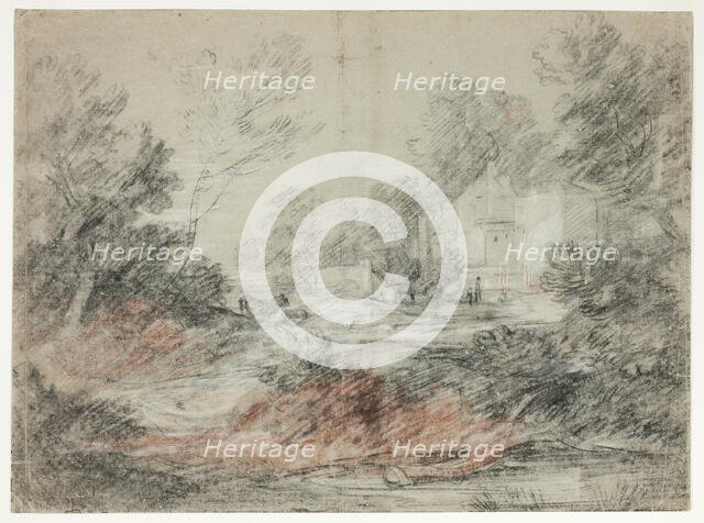 Landscape with Buildings by a Stream, 1782/86. Creator: Thomas Gainsborough.