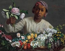 Young Woman with Peonies, 1870. Creator: Frédéric Bazille.