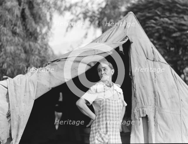 Migratory woman, Greek, living in a cotton camp near Exeter, California, 1936. Creator: Dorothea Lange.