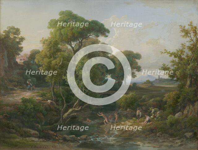 Landscape with bathers, 1860. Creator: Karol Marko.