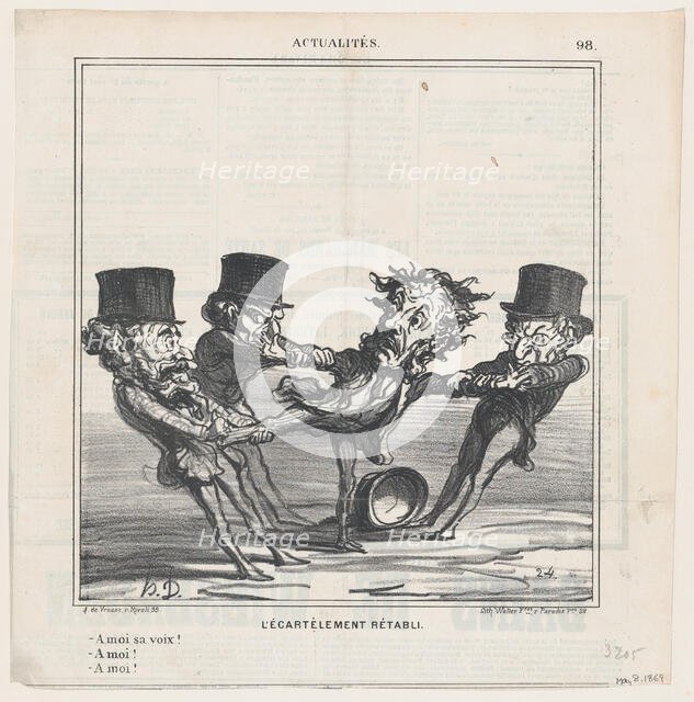 L'écartèlement rétabli, 1869.  Creator: Honore Daumier.