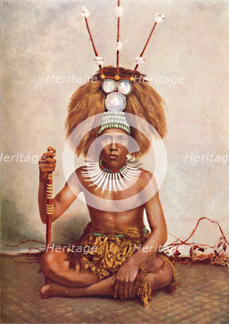 A Samoan chief in full ceremonial costume, 1902. Artist: Thomas Andrew.
