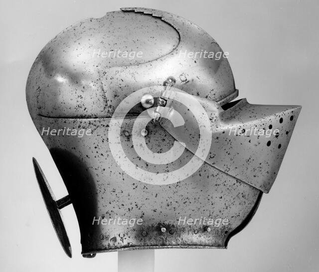 Armet, Italian, probably Milan, ca. 1450-60; rondel, stem, and aventail, later. Creator: Unknown.