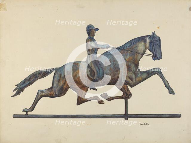Horse and Rider Weather Vane, c. 1938. Creator: George File.