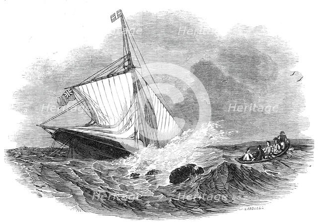 Loss of the yacht "Vectis", off Bognor, 1845. Creator: Ebenezer Landells.