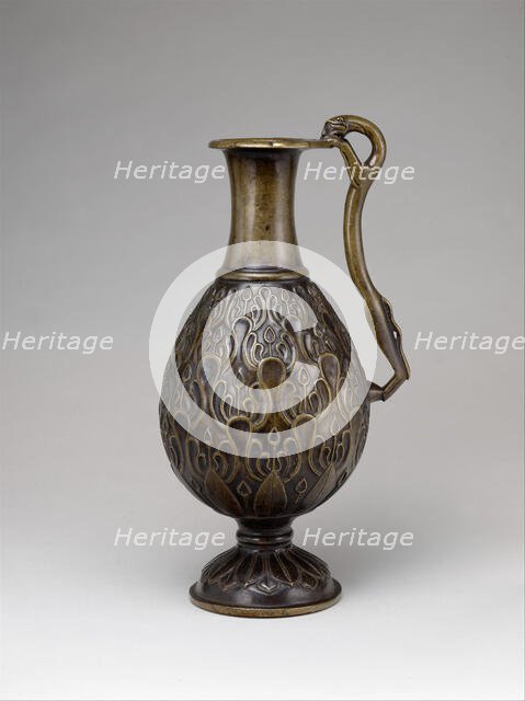 Ewer with a Feline-Shaped Handle, Iran, 7th century. Creator: Unknown.