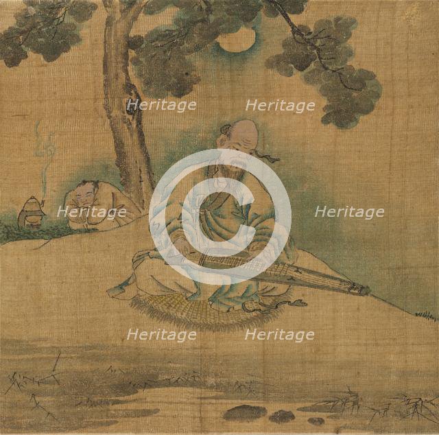 Scholar Playing a Qin, 1800s. Creator: Unknown.