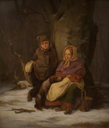 Two poor children, 1845. Creator: Peter Julius Larsen.