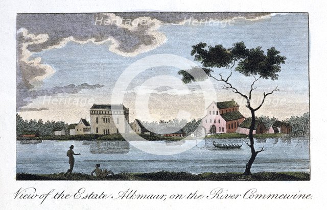 'View of the Estate Alkmaar, on the River Commewine', 1813. Artist: John Gabriel Stedman