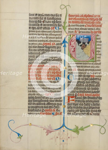 Initial V: The Ascension; Collegium Ducale, about 1420-1430. Creator: Master Michael.