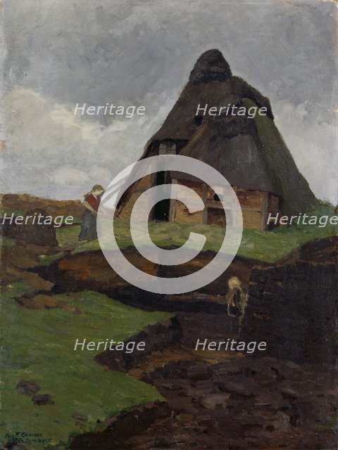 Mire Cottage with Child. Artist: Overbeck, Fritz (1869-1909)