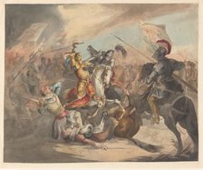 Battle with knights, 1842-1850. Creator: Roeland Christiaan Korthals.
