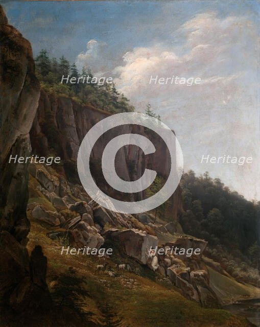 View of the Ojców Valley, 1844. Creator: Jan Nepomucen Glowacki.