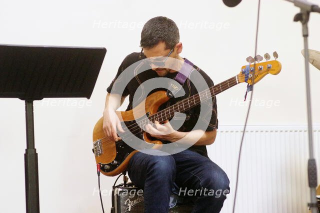 Mikele Montolli, Basil Hodge Quintet, Jazz Africa, Loughton Methodist Church, Essex, Apr 2023. Creator: Brian O'Connor.