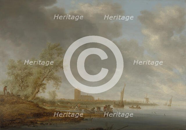 River Landscape with a View of Naarden, 1642. Creator: Salomon Ruysdael.