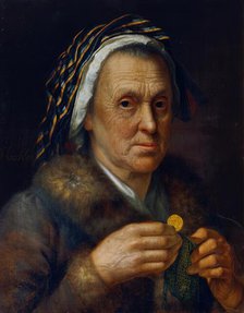Old woman with a ducat, before 1820. Creator: Johann Hochle.