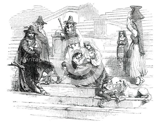 Artists' Models on the Steps of the Trinita de Monte - Rome, 1850. Creator: Unknown.