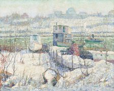 Boathouse, Winter, Harlem River, c. 1916. Creator: Ernest Lawson.