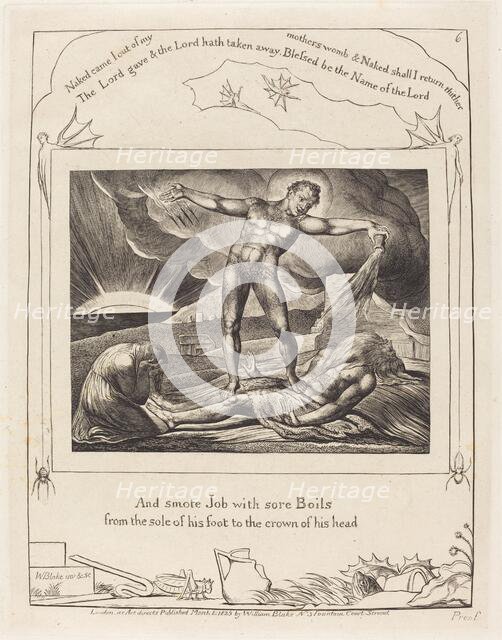 Satan Smiting Job with Boils, 1825. Creator: William Blake.