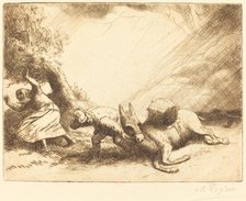 Donkey Upset by Storm (L'ane renverse par la foudre). Creator: Alphonse Legros.