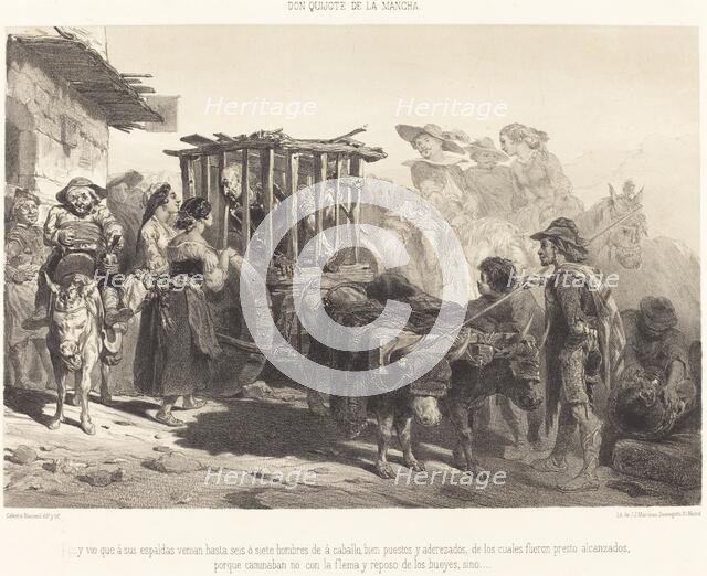 ...y vio que à sus espaldas venian hasta seis ó siete hombres..., c. 1855. Creator: Célestin Nanteuil.