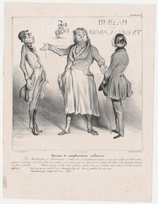 Plate 28: Bureau de remplacemens militaires, 1838.  Creator: Honore Daumier.