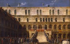 The Doge's coronation on the Scala dei Giganti in the courtyard of the Doge's Palace, 1779-1792. Creator: Bella, Gabriele (1730-1799).
