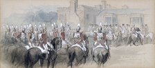 'Mounted Escort at St James's Palace', London, 1848. Artist: Sir John Gilbert