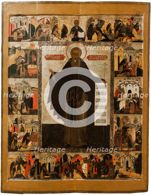 Saint Abraham of Rostov with scenes from his life, Mid of 17th cen.