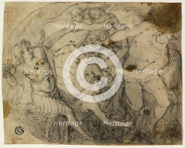 Study for Saint Michael Casting Out Lucifer, 1581/83. Creator: Francesco Vanni.