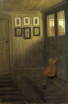 The Girl at the Door. Interior of the Artist's home, Älvängen, 1908.