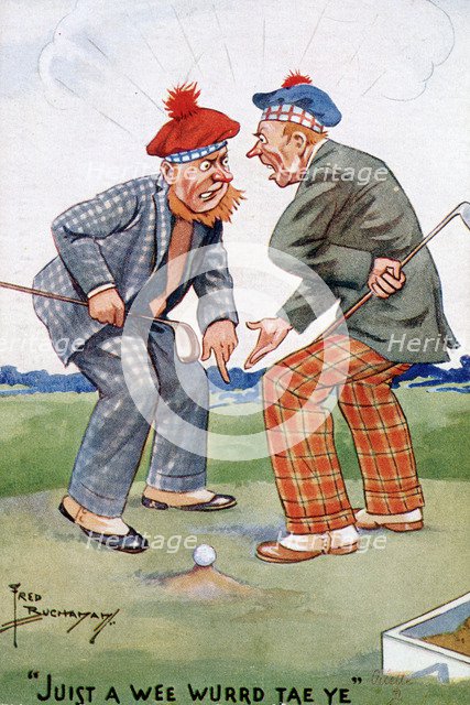 Golfing cartoon, c1920s. Artist: Fred Buchanan