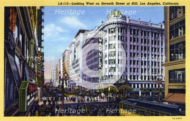 Looking west on 7th Street at Hill Street, Los Angeles, California, USA, 1931. Artist: Unknown