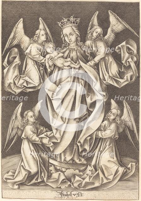 The Madonna and Child on the Crescent Supported by Four Angels, c. 1490/1500. Creator: Israhel van Meckenem.