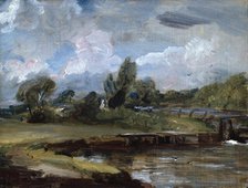 Flatford Lock, A Path by a River, c1810-1812. Creator: John Constable.