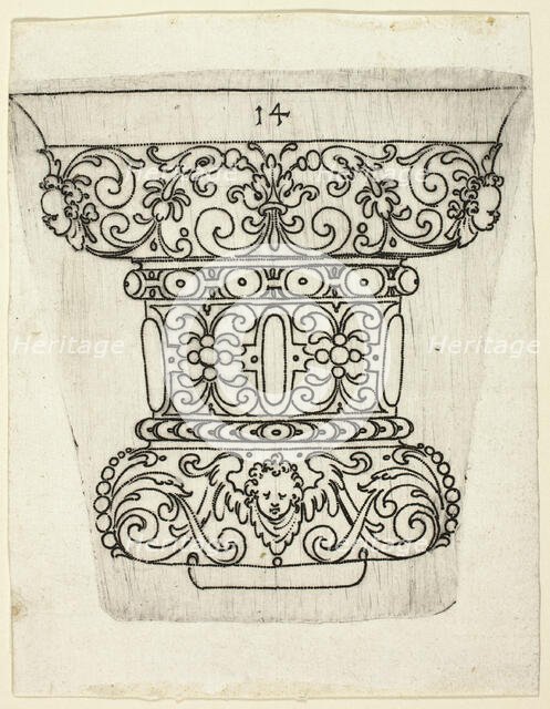Plate 14, from XX Stuck zum (ornamental designs for goblets and beakers), 1601. Creator: Master AP.