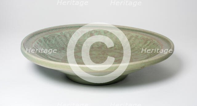 Ribbed Dish with Floral Scrolls, Ming dynasty (1368-1644), 14th/15th century. Creator: Unknown.