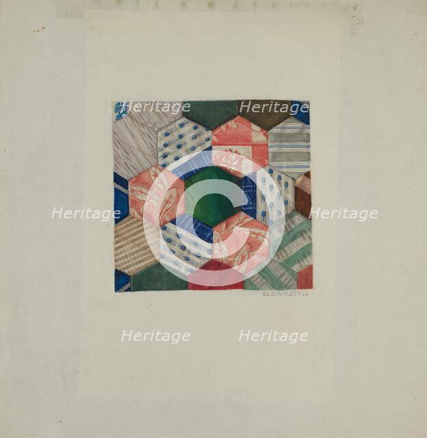 Silk Quilt - "Honeycomb" Pattern, c. 1939. Creator: Elgin Moncure Styll.