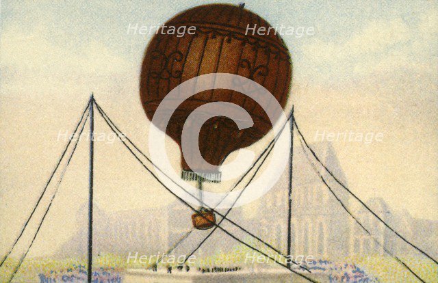 Launch of the Montgolfier Brothers' balloon, June 1783, (1932). Creator: Unknown.